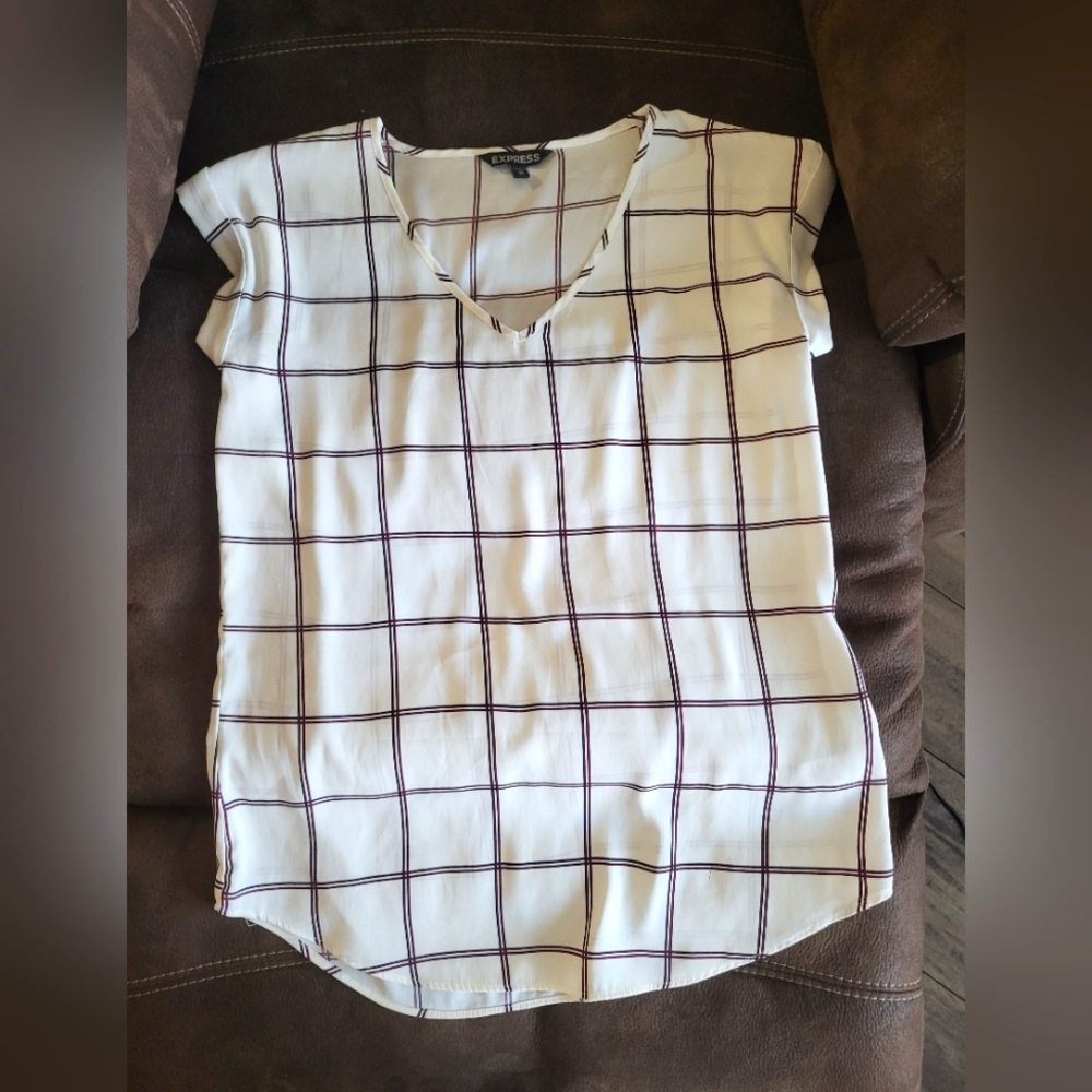 Plaid V-Neck Women's Top